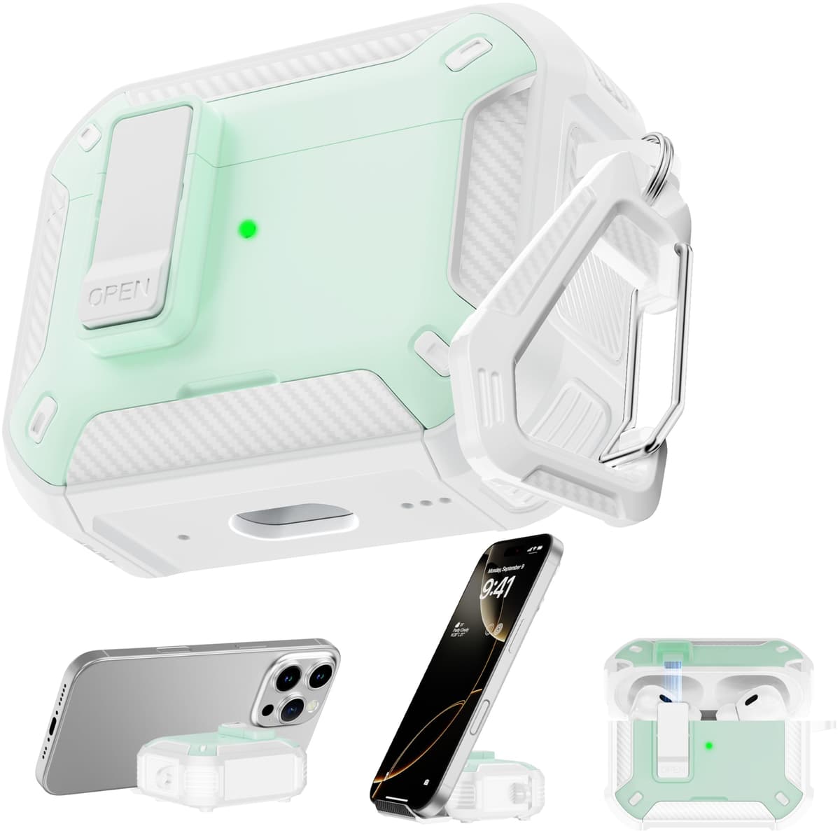 RFUNGUANGO Compatible con Airpods 4 Estuche (2024) con Kit de Limpieza, Clip de Bloqueo Seguro y Estuche de Protección a Prueba de Golpes para Airpods 4ta Generación Lanzamiento 2024,Cielo Estrellado — view 15