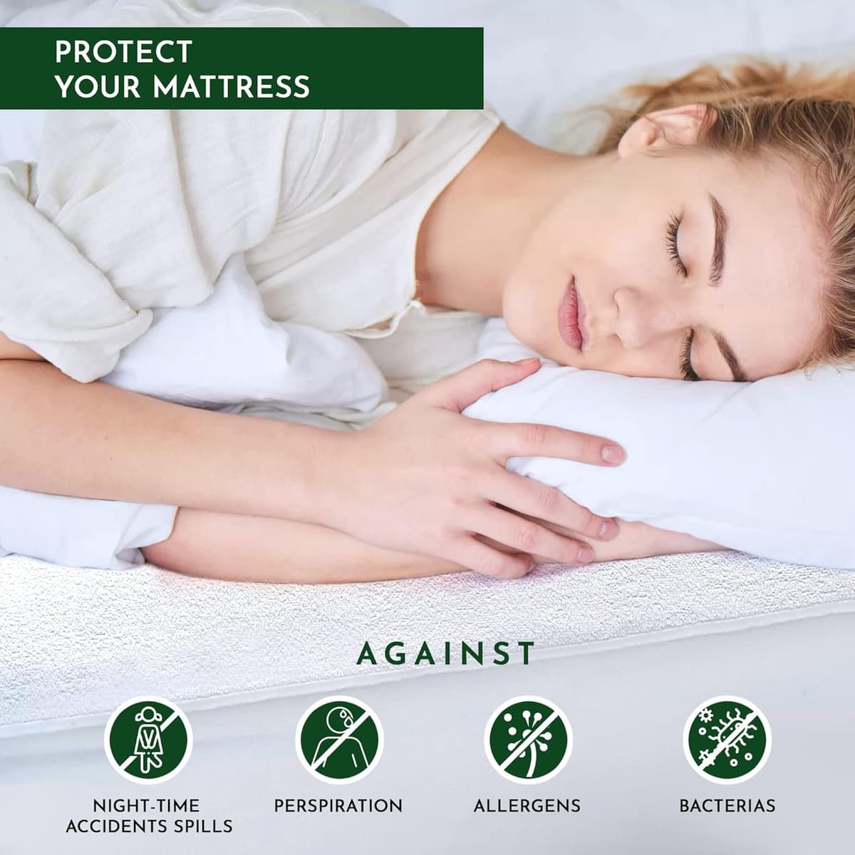 Caroline Shatuik Waterproof Mattress Protector Single,30cm Extra Deep Stretch Skirt Non-Noisy Terry Top Single Mattress Cover Single Bed(90 x 190cm) — view 3