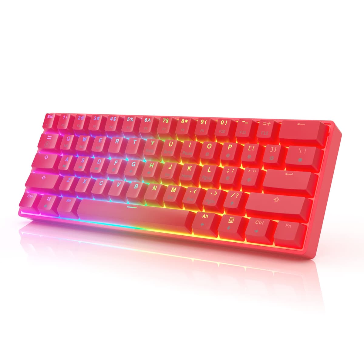 HK Gaming GK61 Mechanical Gaming Keyboard 60 Percent | 61 RGB Rainbow LED Backlit Programmable Keys | USB Wired | For Mac and Windows PC | Hotswap Gateron Mechanical Yellow Switches | Blue — view 8