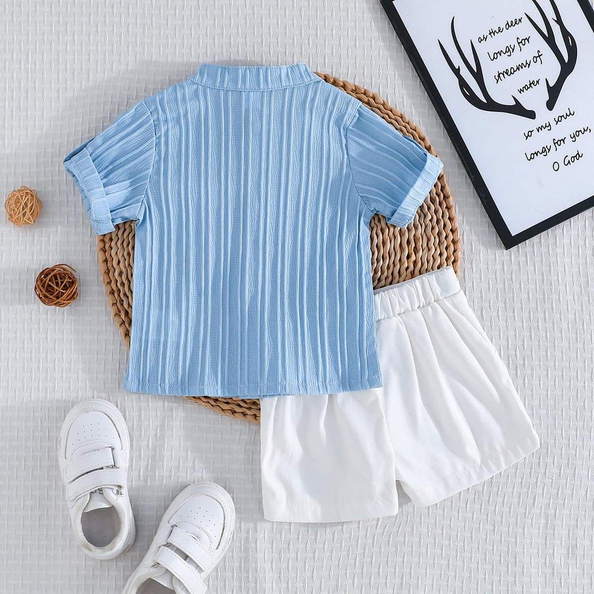 LUVCES Conjunto Verano Ropa para Bebé Niño Lindo Polo con Estampado de Oso + Cintura Elástica Pantalones Cortos y Bolsillos 2 Piezas Trajes de Primavera — view 2
