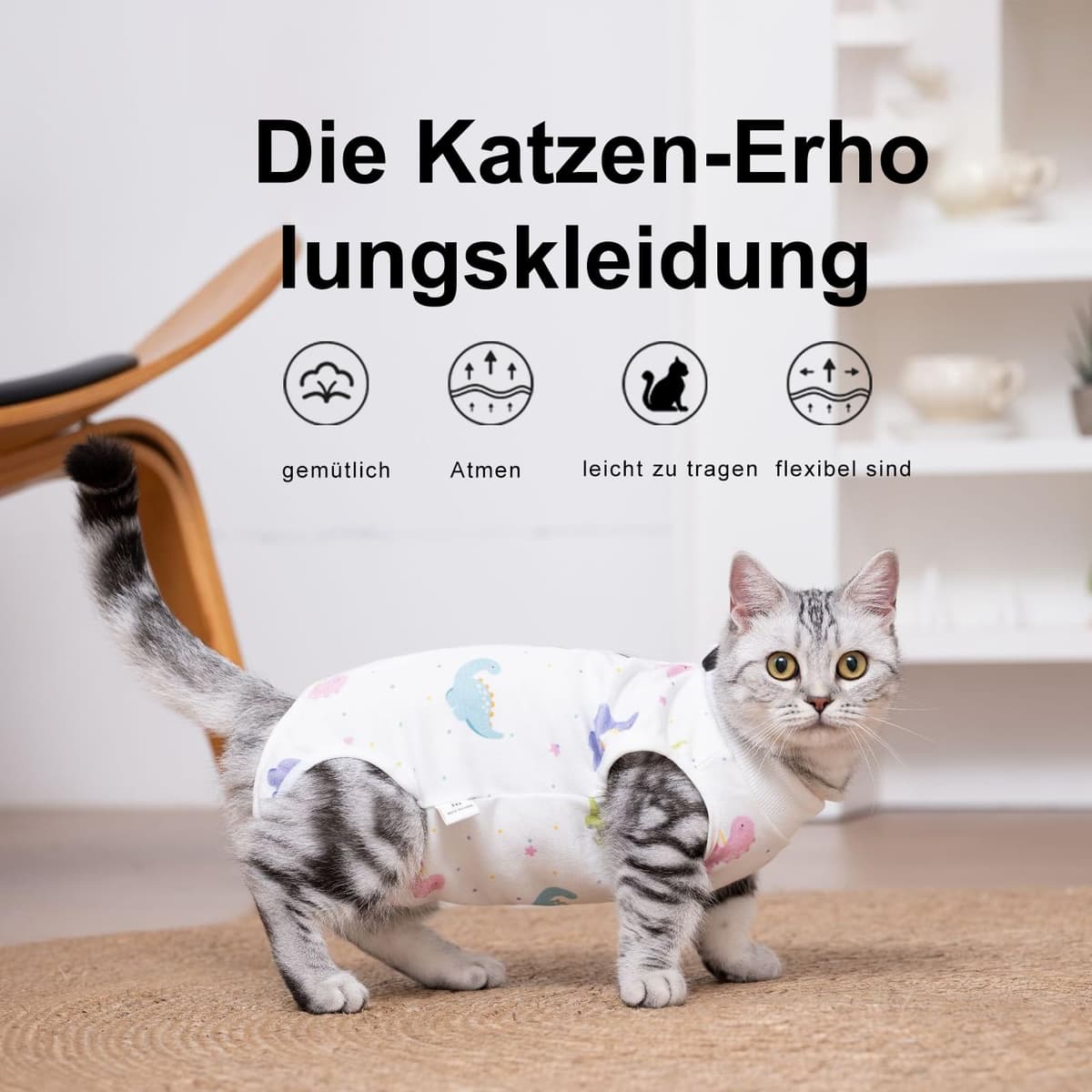 Cat Professional Recovery Suit，Body Suits for Abdominal Wounds or Skin Diseases，E-Collar Alternative for Cats, Onesie Cat Clothes After Surgery Collar & Cone Alternative — view 2