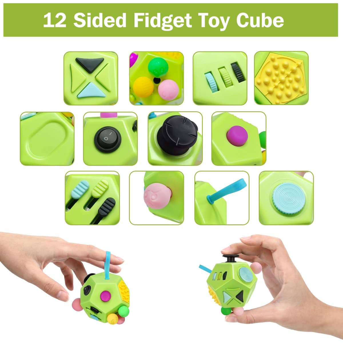 VCOSTORE Cubo Antiestrés Fidget de 12 Lados Original Fidget Toy para Adultos y Niños, Juego Sensorial para Autismo, Juego para Niños con TDAH — view 4