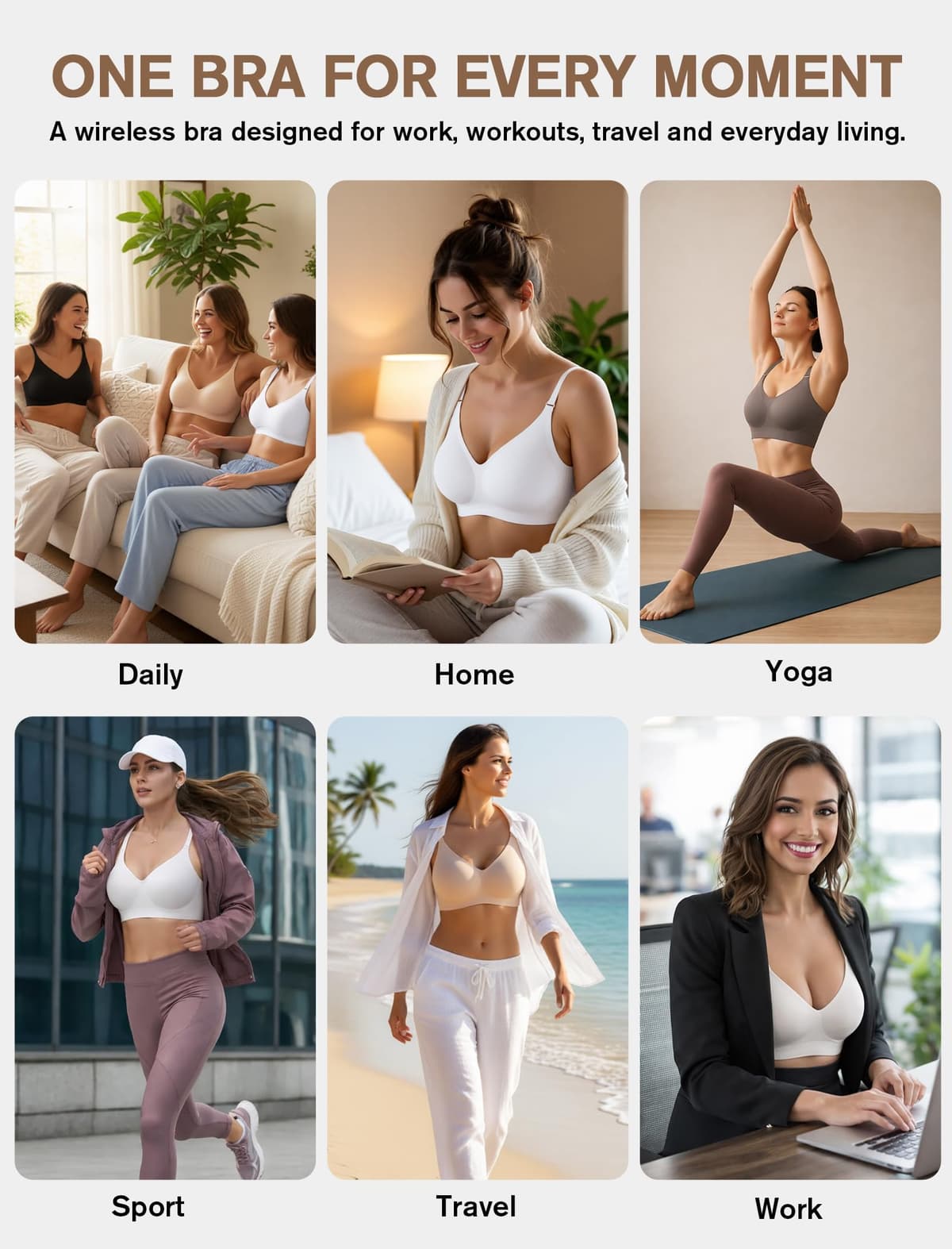 Sujetador sin Aros Mujer, Sujetador Reductor Push Up con Relleno Cómodo Sujetadores Mujer sin Aro Sostenes de Mujer Talla Grande Sujetador Invisible Diario Bralette sin Costuras — view 7