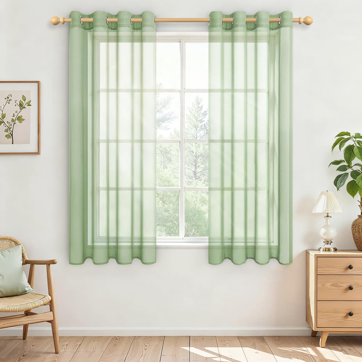 MRTREES Cortina para Ventana Dormitorio Translúcidas Visillos Paneles para Ventanas Sala para Niños Sala Comedor 2 Piezas 140×245cm Blanco — view 23