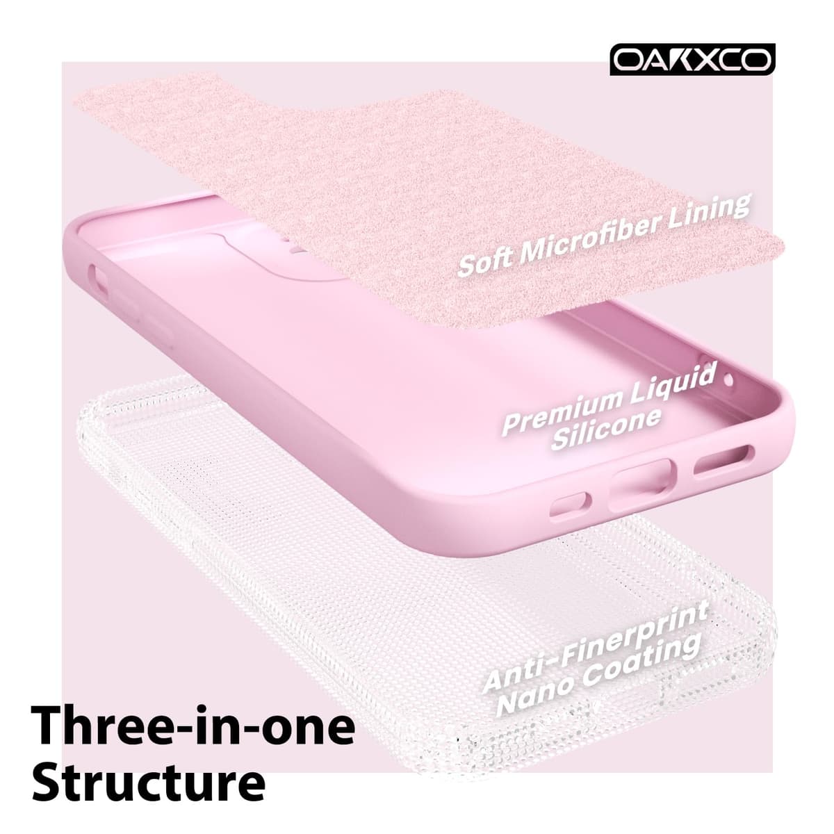oakxco for iPhone 17 Pro Max Phone Case Liquid Silicone, Cute Thin Slim Grip Soft Rubber Gel for Women Men, Smooth Matte TPU Plain Solid Color Girly Simple Case with Camera Cover, Light Pink — view 1453