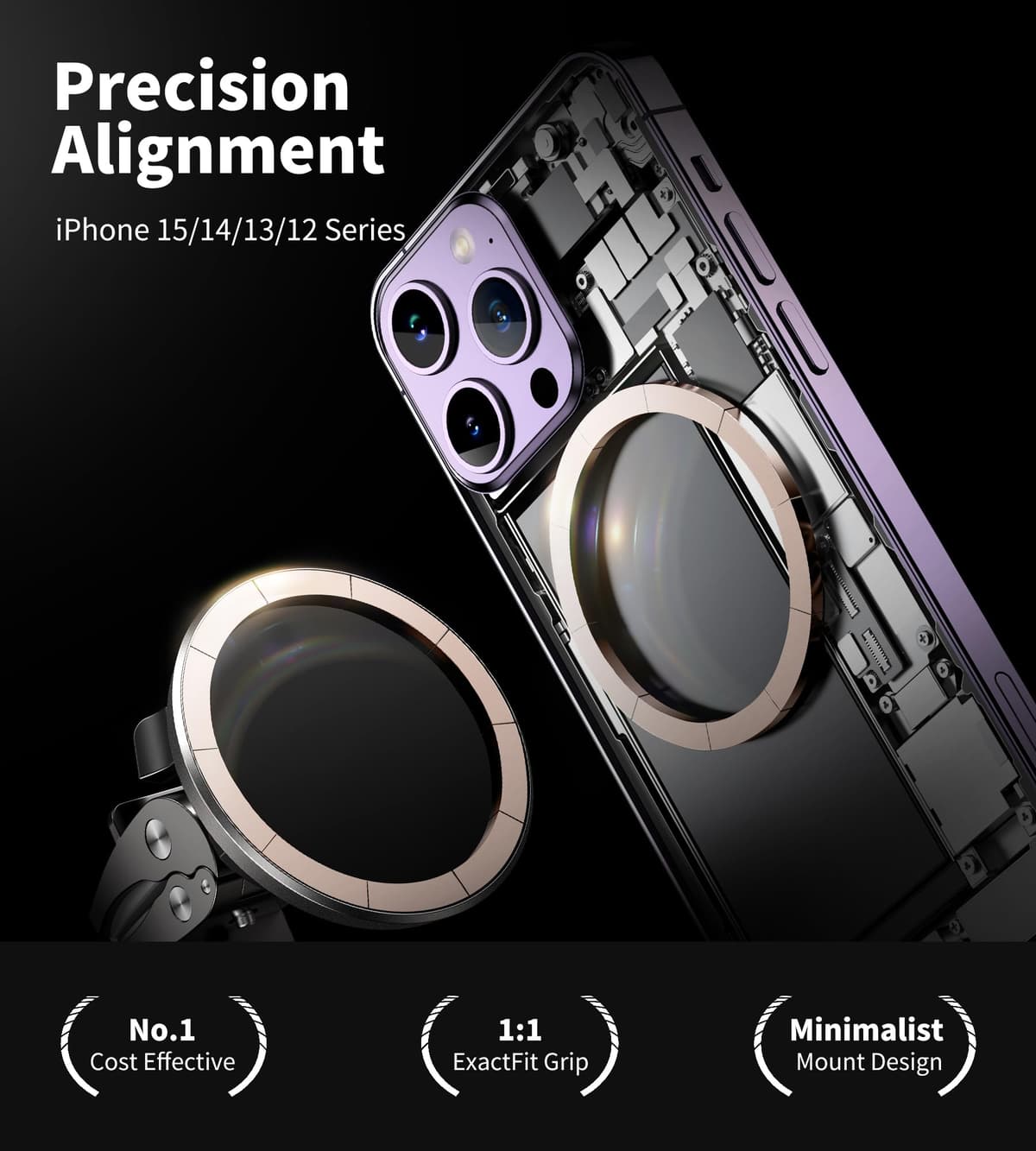 BHHB 16 Strong Magnetic Cell Phone Holder, Car Ventilation, 360° Rotate, Magsafe Car Mount, Suitable for iPhone 16 15 14 13 12 Samsung Huawei and Other Mobile Phones — view 2