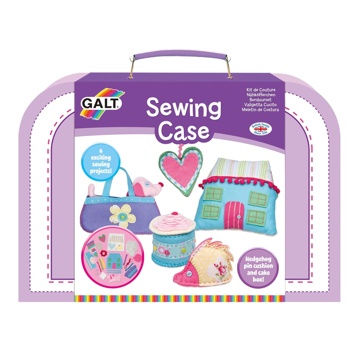 Galt Sewing Case - Creative Cases Childrens Sewing Set - Introduction to Sewing Kit -Learn to Sew Arts and Crafts Kit for Kids - 6 Colourful and Fun Sewing Projects, Carry Case and Guide - Ages 7 Plus — view 2