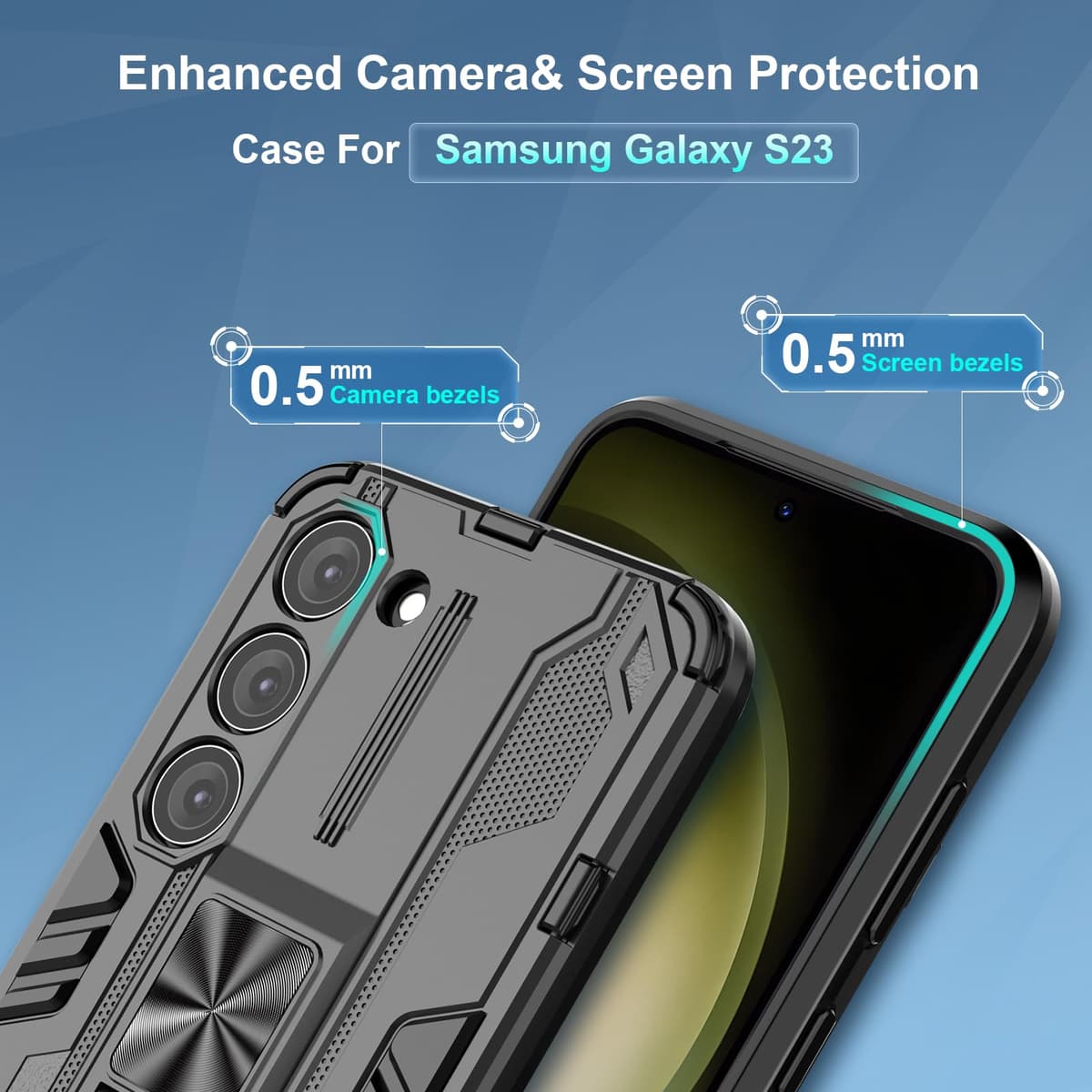 Funda para CMF Phone 2 Pro, Carcasa Antigolpes con Soporte anular metálico, Case Protectora de Grado Militar, Negro — view 852