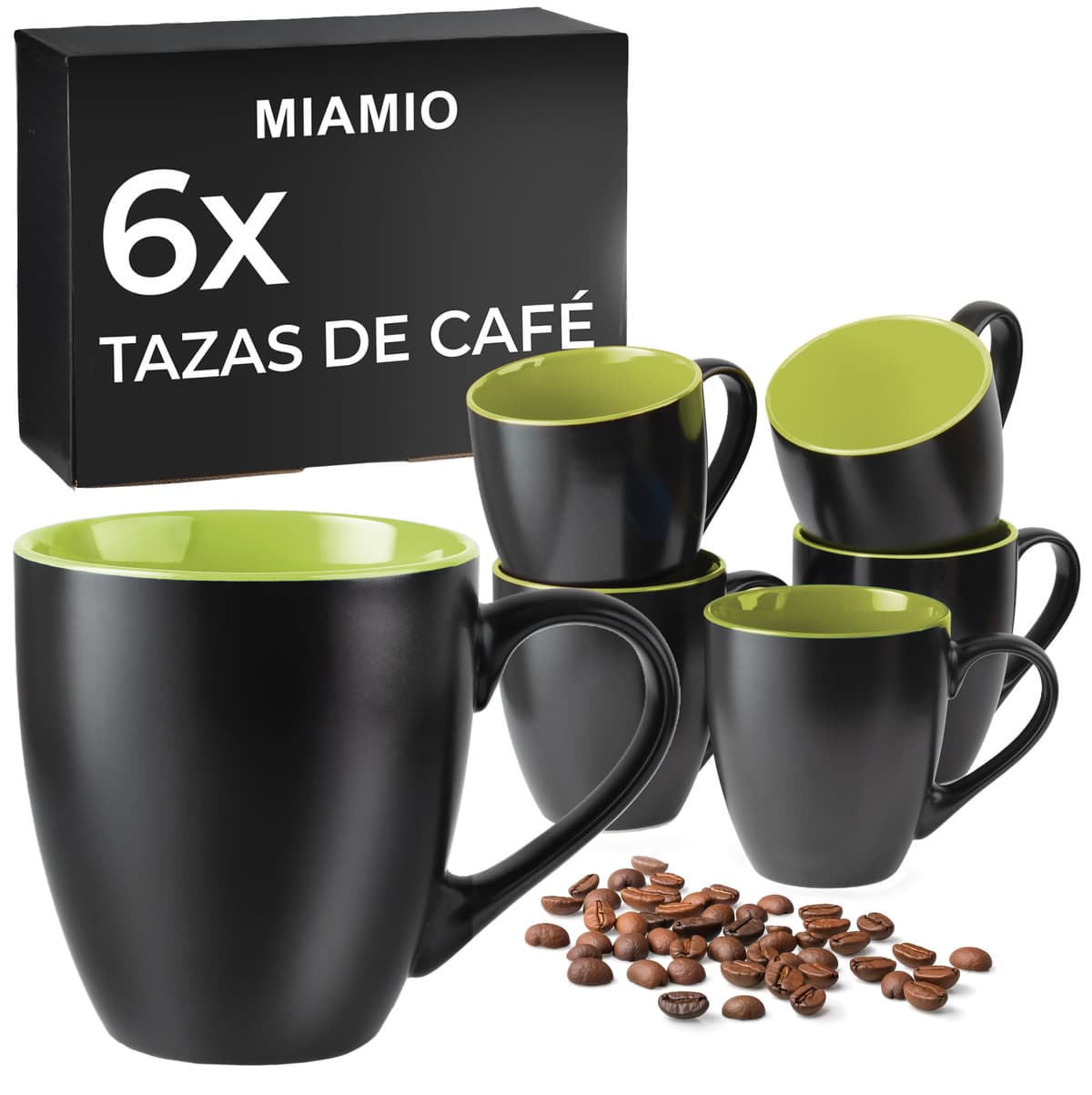 MIAMIO - 6 x 350 ml Juego de Taza de Café/Copa de desayuno - Le Papillon Colección (Negro) — view 25