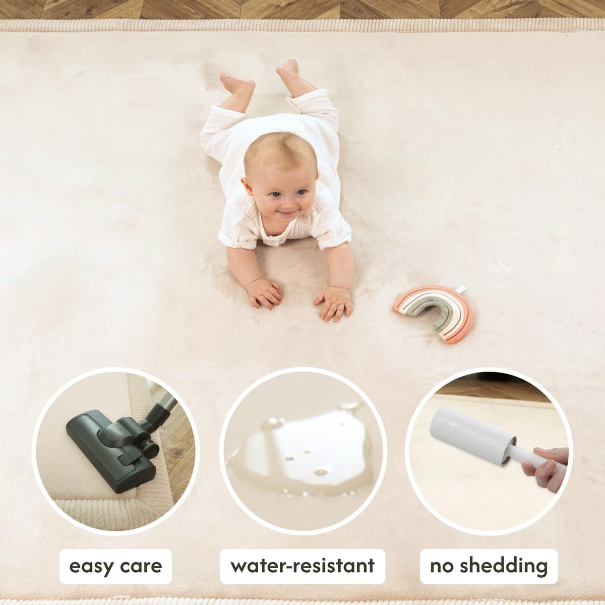 Colchoneta Manta Juegos Bebe 280x200x2,5cm, Beige – Tapete Infantil con Memory Foam Manta de Juegos Bebe Antideslizante, Tatami Bebe, Suelos Infantiles — view 4