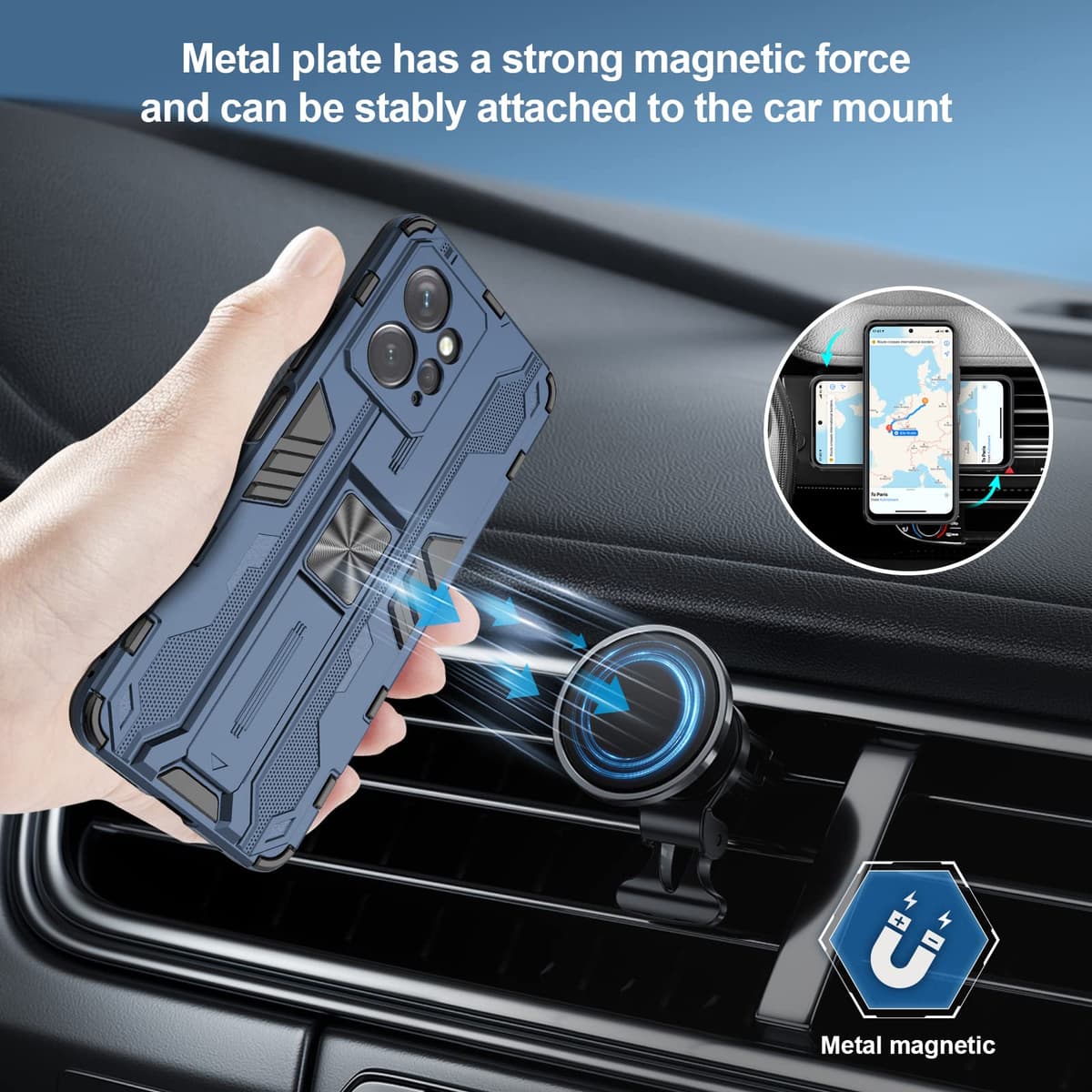 Funda para CMF Phone 2 Pro, Carcasa Antigolpes con Soporte anular metálico, Case Protectora de Grado Militar, Negro — view 1282