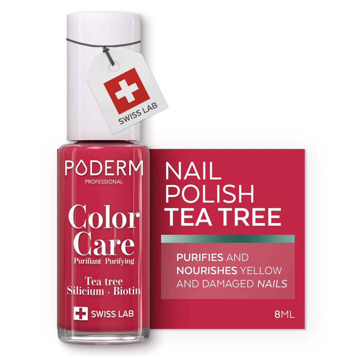 PODERM Nail Care Polish with Tea Tree - Rosewood | Swiss Lab - 8ML | Enriched with Tea Tree, Silicon & Biotin | Purifies, Clarifies & Nourishes Yellow Nails | Created by a Podiatrist — view 14