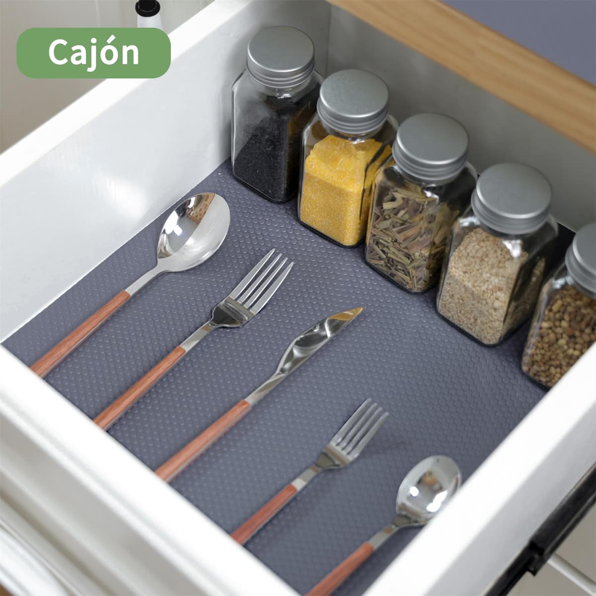 wohomuke Alfombrilla para cajón 60x600cm Protector cajones Cocina EVA Plastico Protector para Muebles (60cmx6m,Gris Oscuro) — view 4
