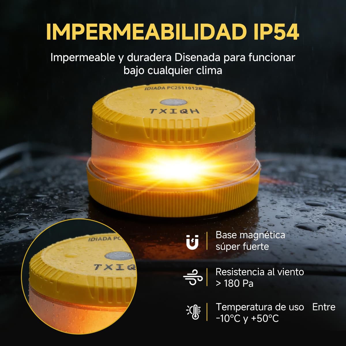Baliza v16 homologada dgt con Geolocalización y Conexión DGT 3.0, MOD100 PLUS LED de Alta Intensidad 360°, Protección IP54 Antilluvia y Polvo, Servicio de Comunicación Gratuito hasta 2042 — view 4