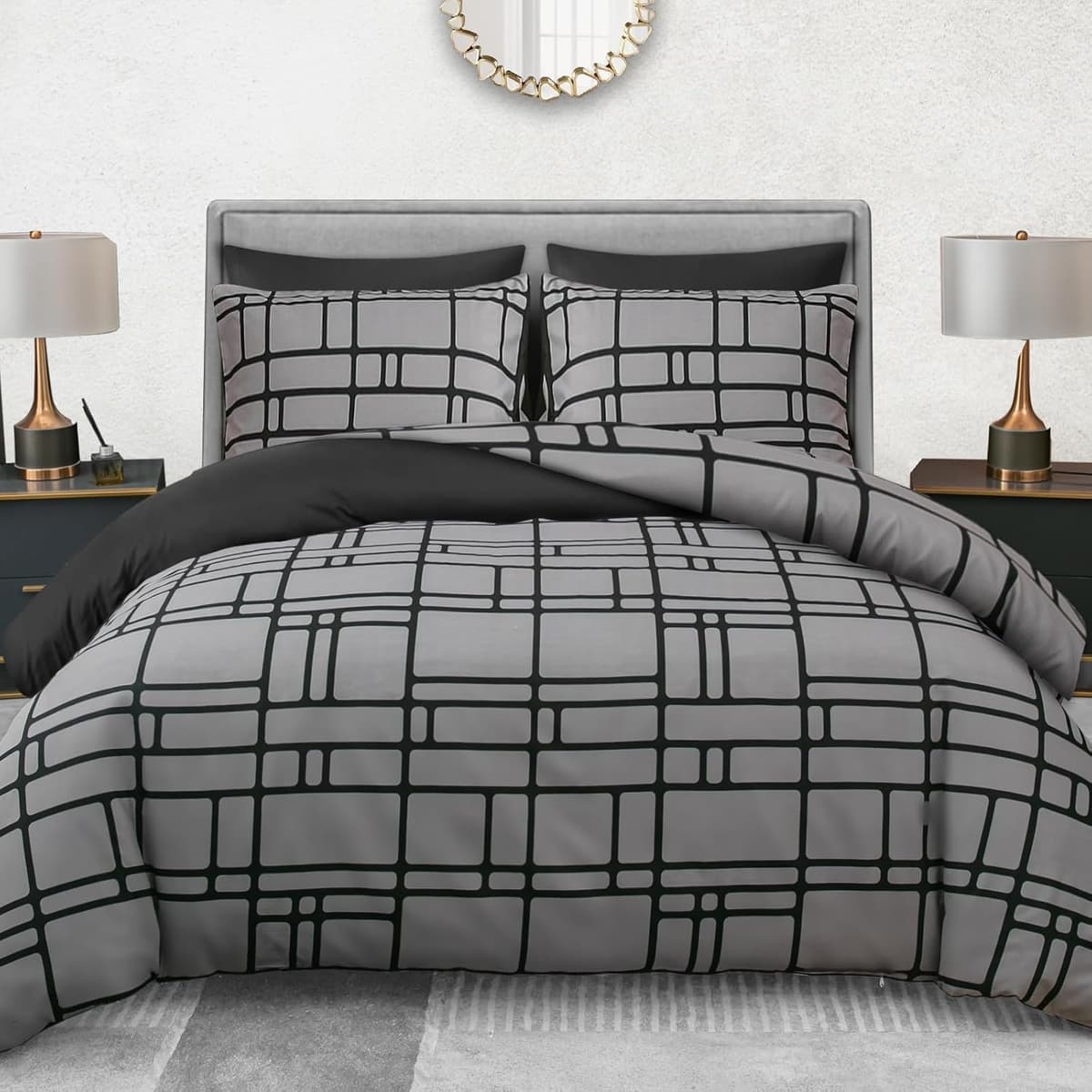 Pamposh 3 Pcs Single Duvet Cover Set with Matching Black Single Fitted Sheet 40 cm Extra Deep Pocket - UltraSoft Breathable Premium Microfibre Reversible Quilt Cover Bedding Set For All Seasons — view 74