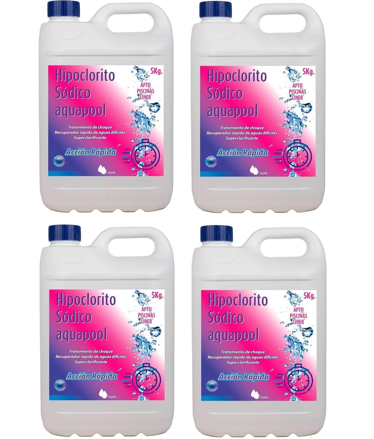 Pack 2 x Cloro Choque Líquido HIPOCLORITO SÓDICO AQUAPOOL - Cloro Acción rápida - Súperclarificante - Recuperador Aguas difíciles - Apto Liner (12.00, Kilogramos) — view 3