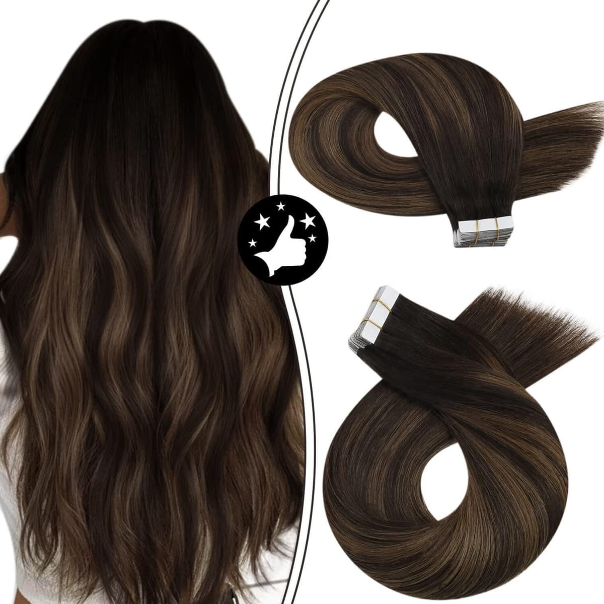 Moresoo Tape in Human Hair Extensions 20 Inch Highlight 50g/20pcs Tape in Hair Extensions Human Hair Ash Blonde with Platinum Blonde #P18/613 — view 96