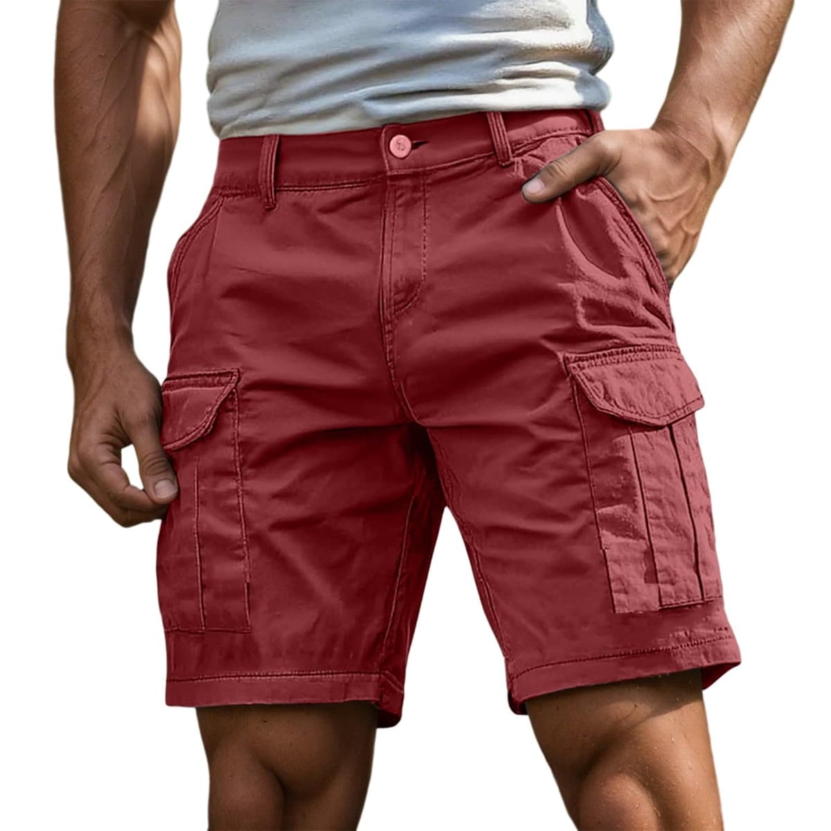 Pantalones Cortos Hombre Cargo Bermudas de Trabajo Deportivos Hombre Verano Cargo Cortos Casual Bermudas Shorts Running Deporte con Múltiples Bolsillos — view 16