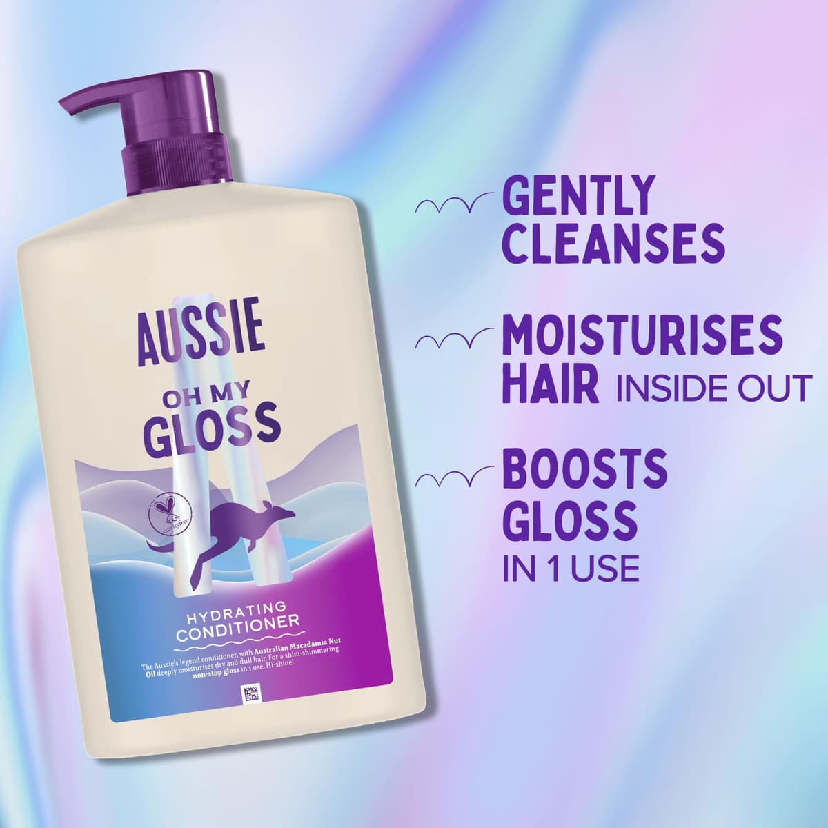 Aussie Oh My Gloss Hydrating Conditioner 1000ml. Softens and Smooths Dry & Dull Hair. Infused with Australian Macadamia Nut Oil. Vegan and Cruelty-Free — view 2