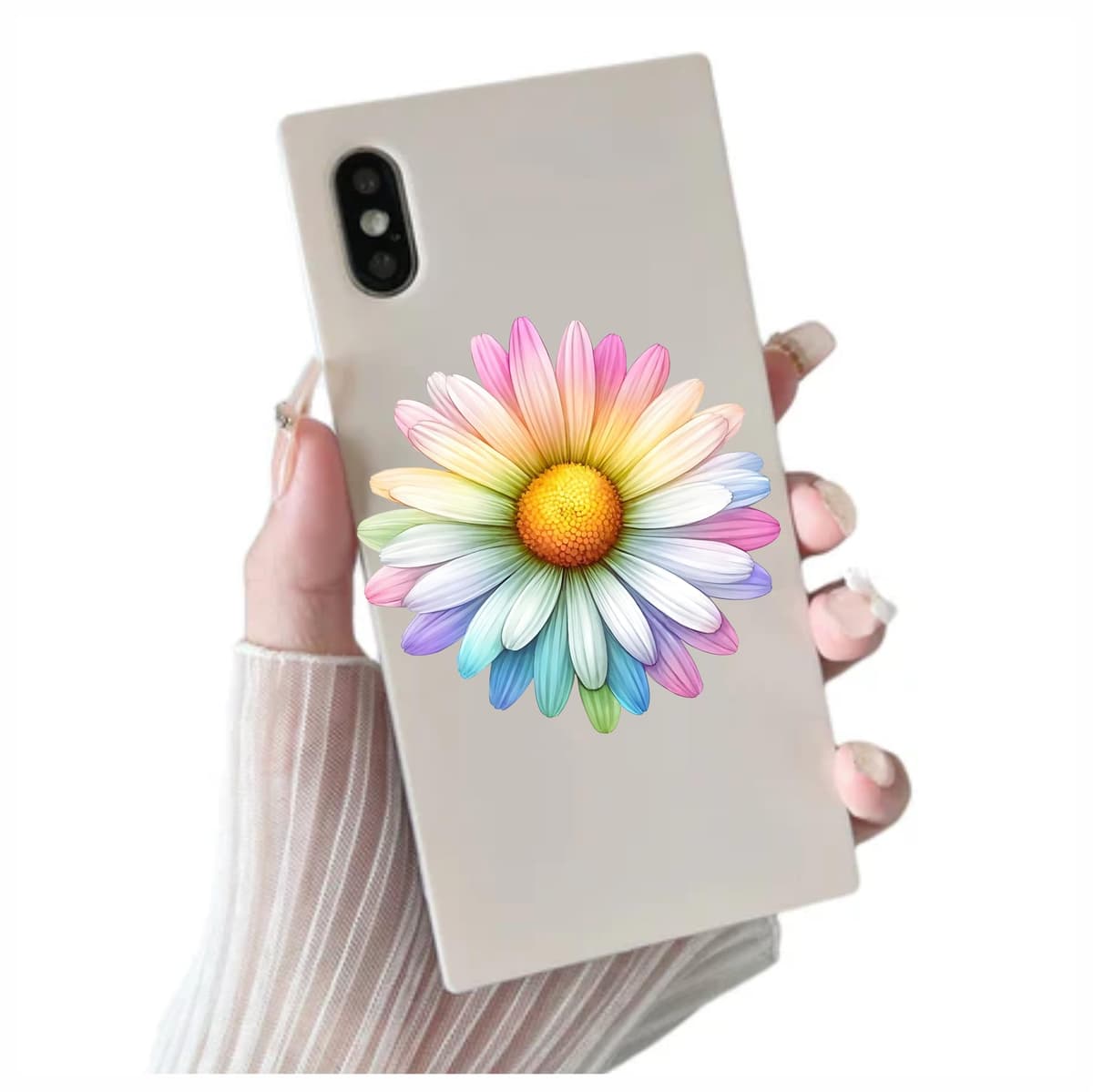 x9 Colourful Daisy Flower Vinyl Sticker, Floral Decal Cover up Marks, Multi-Purpose Ideal for Bin, Car, Laptop, Bike, Wall, Dustbin. Camper Van & More. Weatherproof & Vibrant. (Colourful Daisy) — view 3