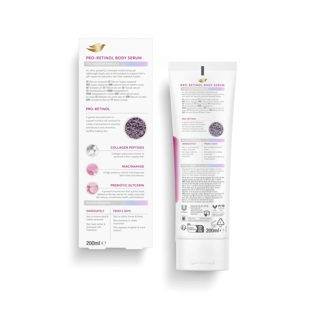 Dove Pro-Retinol+Firming Body Serum for Elasticity and Firmness with Collagen Peptides, Niacinamide and Prebiotic Glycerin 200 ML — view 5