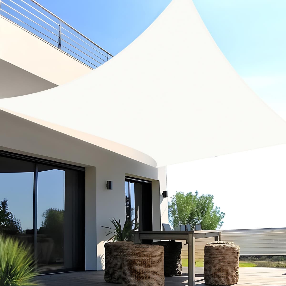 SUNNY GUARD Toldo Vela de Sombra Impermeable 3x3x3m Triangular a Prueba de Viento protección UV para Patio,Jardín, Exteriores, Terraza, Color Arena — view 18