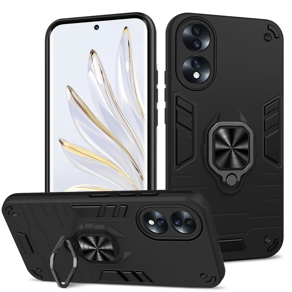 Funda para CMF Phone 2 Pro, Carcasa Antigolpes con Soporte anular metálico, Case Protectora de Grado Militar, Negro — view 565