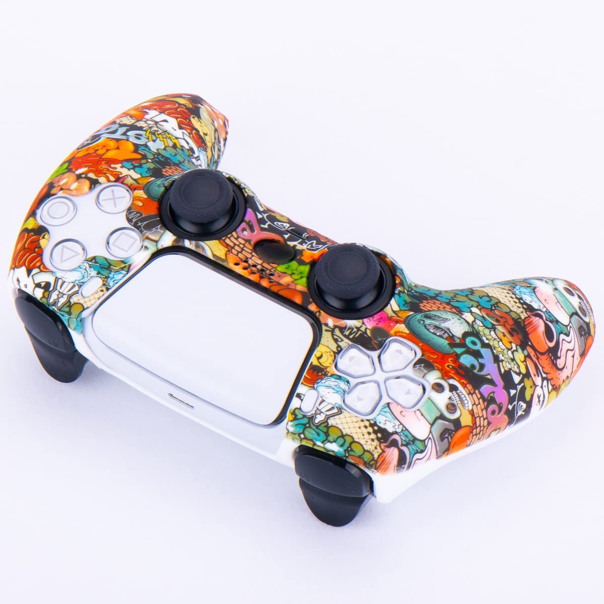 YoRHa Silicona Espesar Impresión Funda Piel Carcasas Cubierta Compatible de PS5 Mando x 1 (Graffiti De Calavera) con Agarres para el Pulgar x 10 — view 4