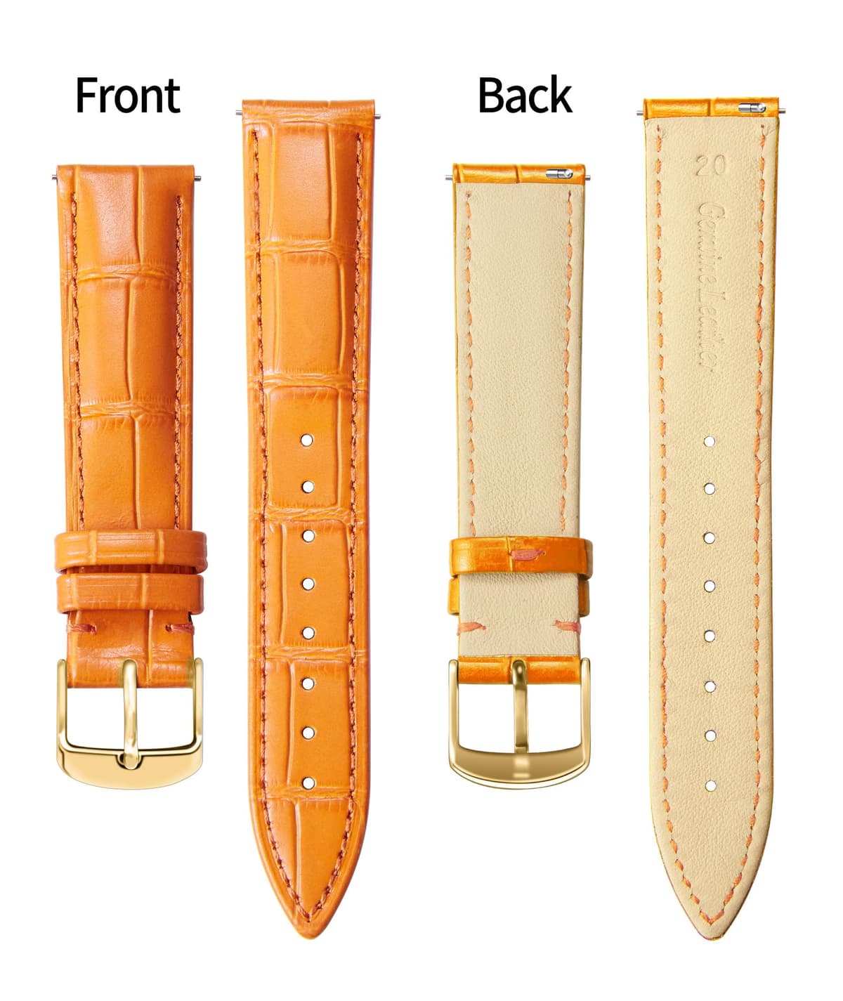 BINLUN Quick Release Leather Watch Straps Replacement Watch Bands Smart Watch Strap Crocodile Pattern in 10 Colors 13 Sizes with Silver/Gold/Rose-Gold Buckle for Men Women(10mm-24mm) — view 28