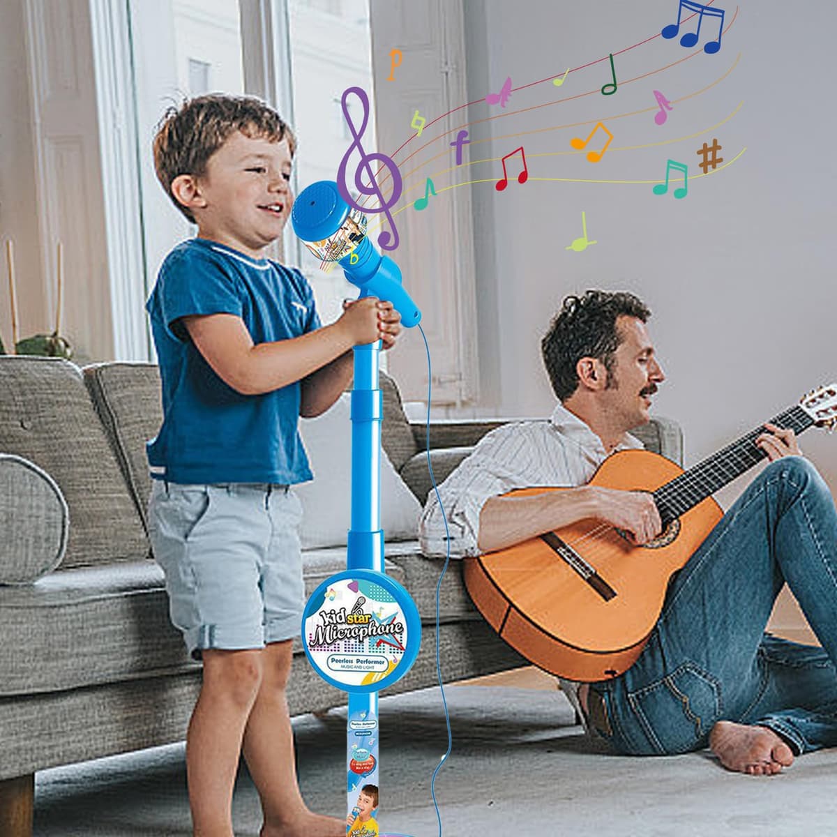 Juego de juegos para niños: juguetes creativos con micrófono para karaoke | Soporte portátil con luz | Regalo interactivo de aniversario de cumpleaños | Juguete musical educativo para niños — view 3