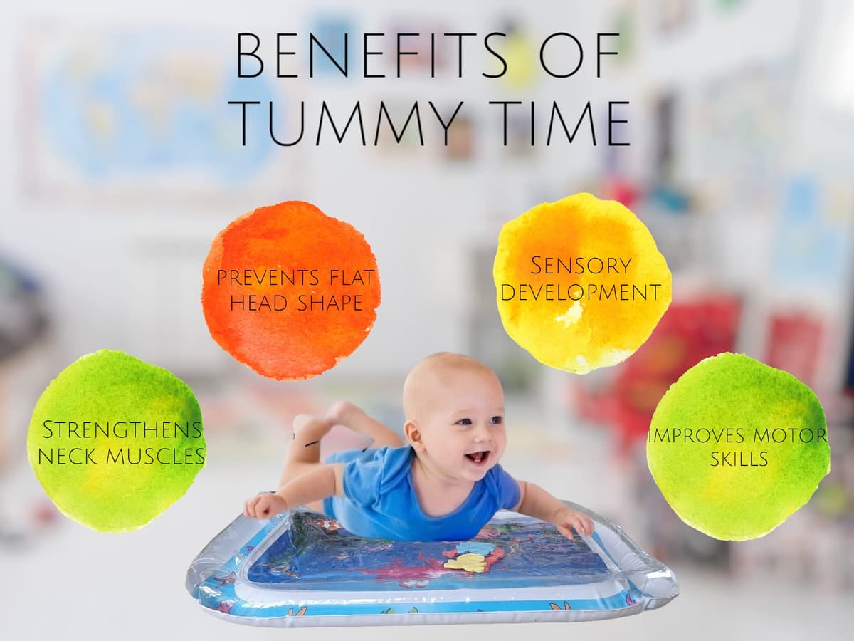 BabaBub Tummy Time Mat Inflatable Water Mat Baby Playmat Sensory Toy Development Stimulation Growth Activity Play Centre for Infants & Toddlers 3 to 24 Months Portable Strengthens Neck Girls Boys — view 3