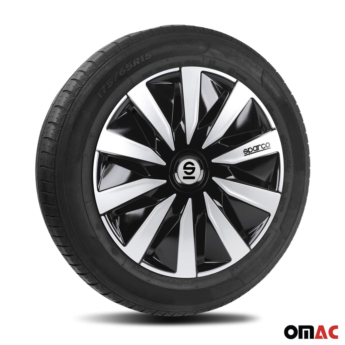 Sparco SPC1491BKSV Tapacubos Lazio, Negro/Plata, Set de 4, 14 pulgadas — view 5