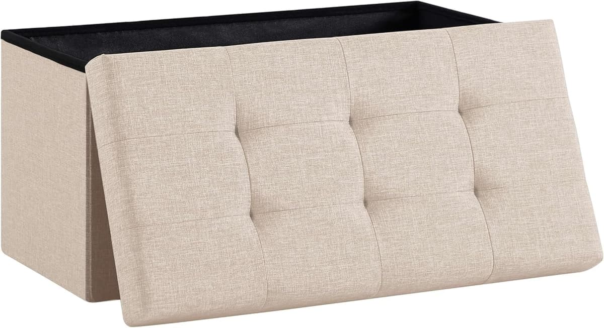Madera Nieve Banco con Almacenamiento, Banco Acolchado, Taburete, baúl con Capacidad de Carga de hasta 300 kg (Beige, 76x38)