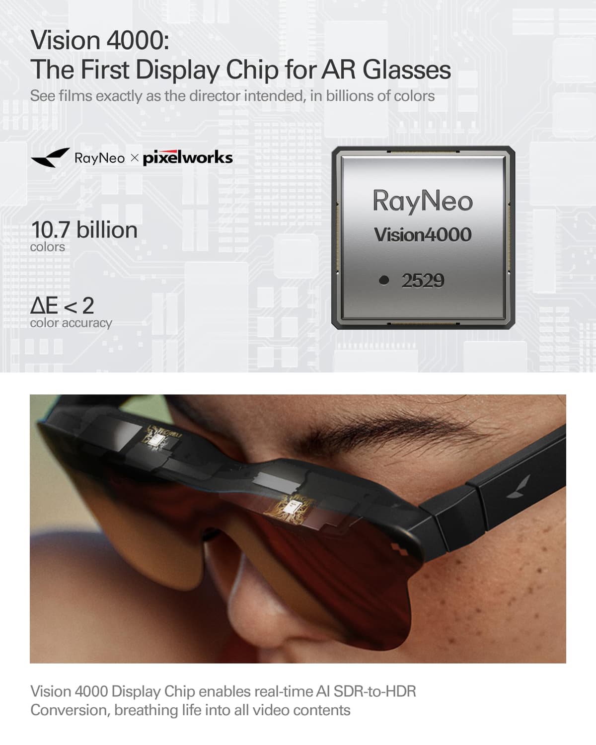 RayNeo Air 4 Pro AR/XR Glasses, HDR10 Display, Vision 4000 Chip, 201" Virtual Cinema, Audio by Bang & Olufsen, 3D Movies & Gaming Smart Glasses for iPhone 17,16,15/Android/Mac/Steam Deck/PS4/5 — view 4