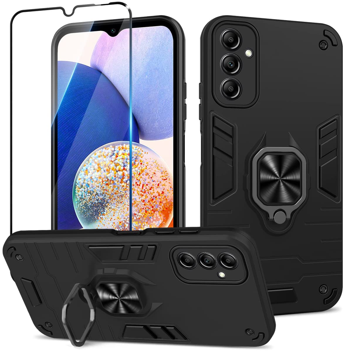Funda para CMF Phone 2 Pro, Carcasa Antigolpes con Soporte anular metálico, Case Protectora de Grado Militar, Negro — view 880