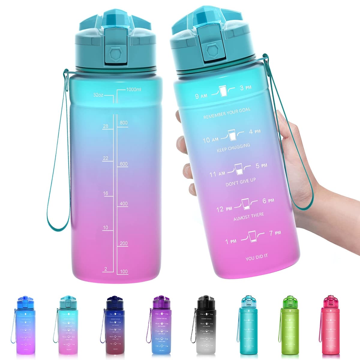 ZOUNICH Botella Agua Deporte, Botella Agua Niños sin BPA Reutilizable Plástico Tritan - 500 ml / 700 ml / 1 l, Cantimploras para Te con Filtro, para Infantil, Gimnasio, Bicicleta — view 14