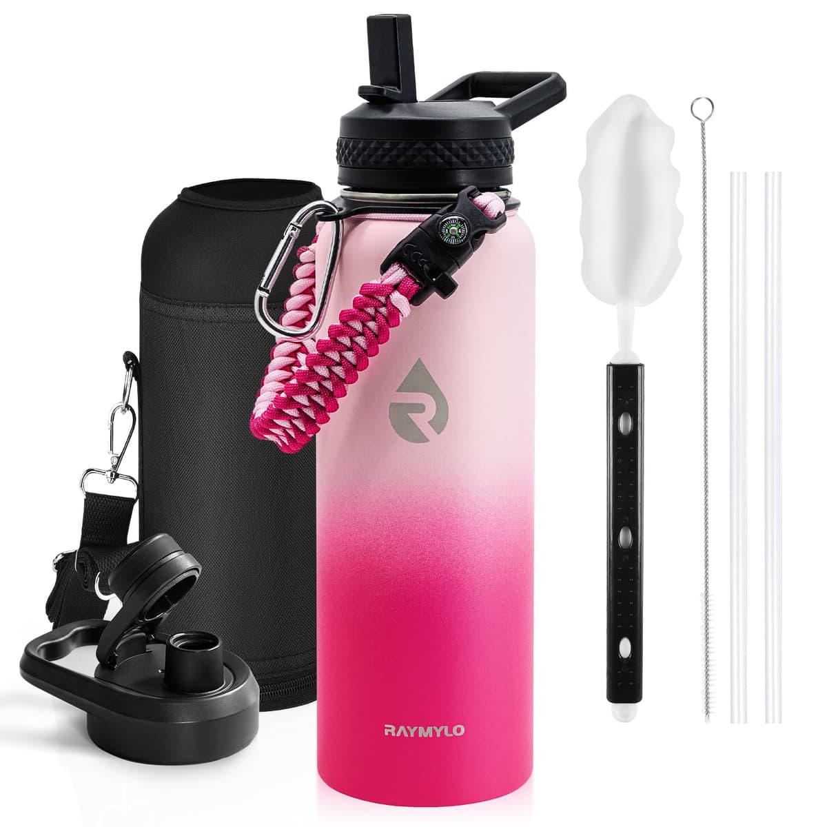 RAYMYLO One Gallon Water Bottle Insulated, Triple Walled Vacuum Stainless Steel (Cold for 48 Hrs), Leak Proof & Non-BPA, Large Water Flask Jug with Paracord Handle & Straw Spout Lids — view 65