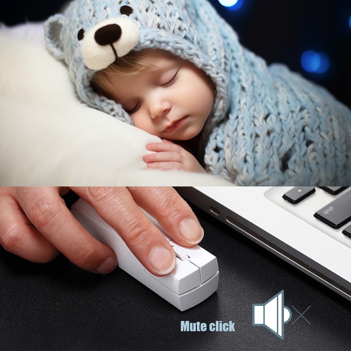 elec Space Wireless Mini Finger Mouse - Silent Dual-Mode Bluetooth & 2.4GHz, Ergonomic Portable PC Mice with Case, Compatible with MacBook and Chromebook — view 2