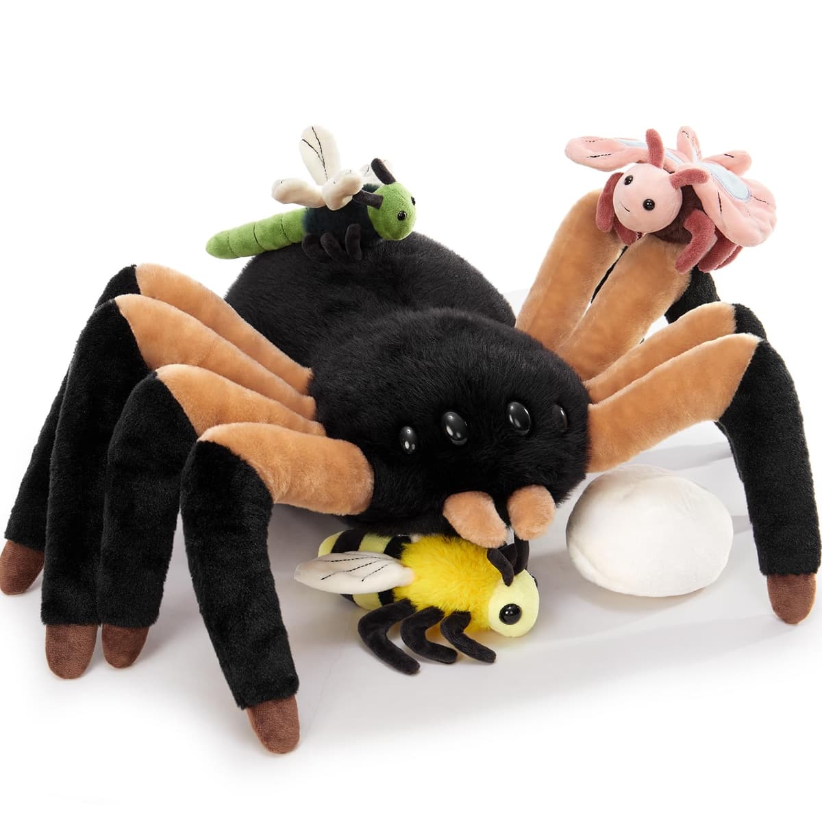 MorisMos Big Spider Teddy Soft Toy, 40cm Large Black Spider with 3 Cuddly Baby Inside, Giant Fluffly Stuffed Animal, Realistic Kawaii Plush Gift for Kids Birthday — view 24