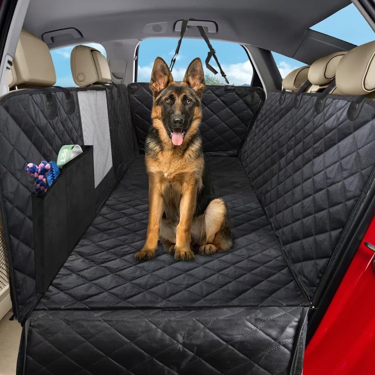 4 en 1 Funda Coche Perros Asiento Trasero, Cubre Asientos con Ventana Protector Lateral, Impermeable Antideslizante, SUV, Camiones (137 x 147 cm)