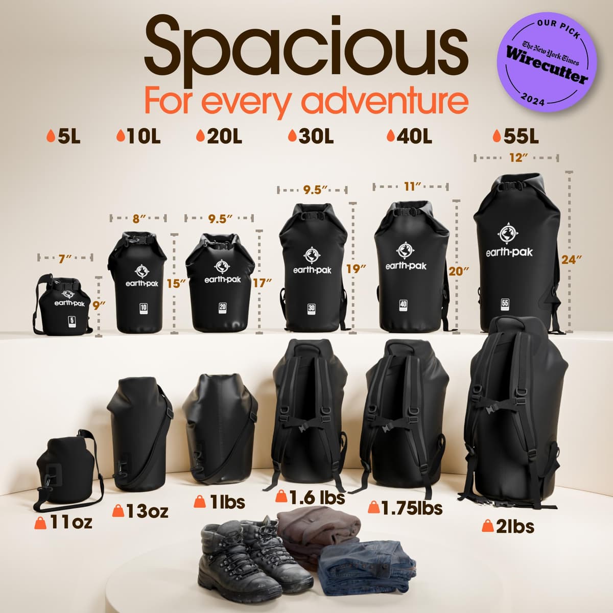Earth Pak Waterproof Dry Bag - Roll Top Waterproof Backpack Sack Keeps Gear Dry for Kayak with Waterproof Phone Case — view 2