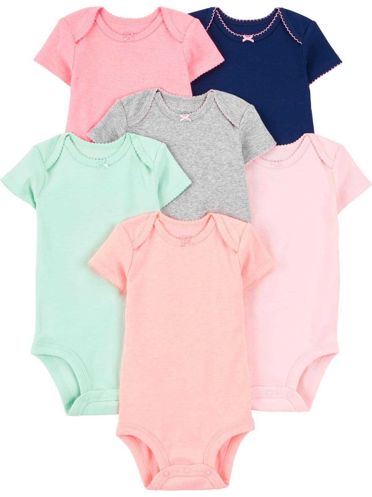 Simple Joys by Carter's 6-Pack Short-Sleeve Bodysuit Body Bebé-Niñas (Pack de 6) — view 22