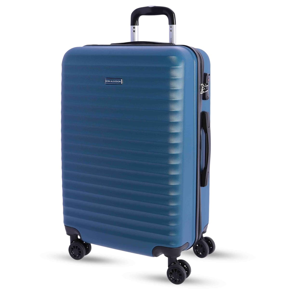 DON ALGODON Medium Suitcase 23 kg | Rigid Travel Suitcase with 4 Double Wheels 360º, TSA Lock and Telescopic Handle | Waterproof Luggage for Airplane Travel, blue, Classic