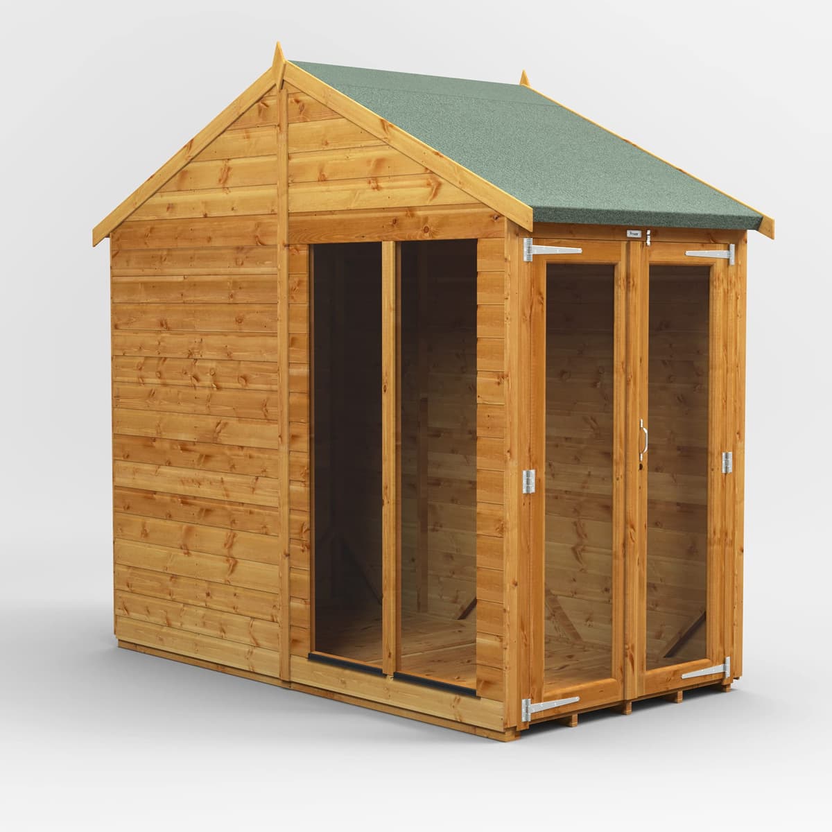 Powersheds High Grade Premium Apex Summer House Wooden Shed with Security Features, PVC Window Sills, Door & Window Flexibility, made from Extra Thick Timber — view 3