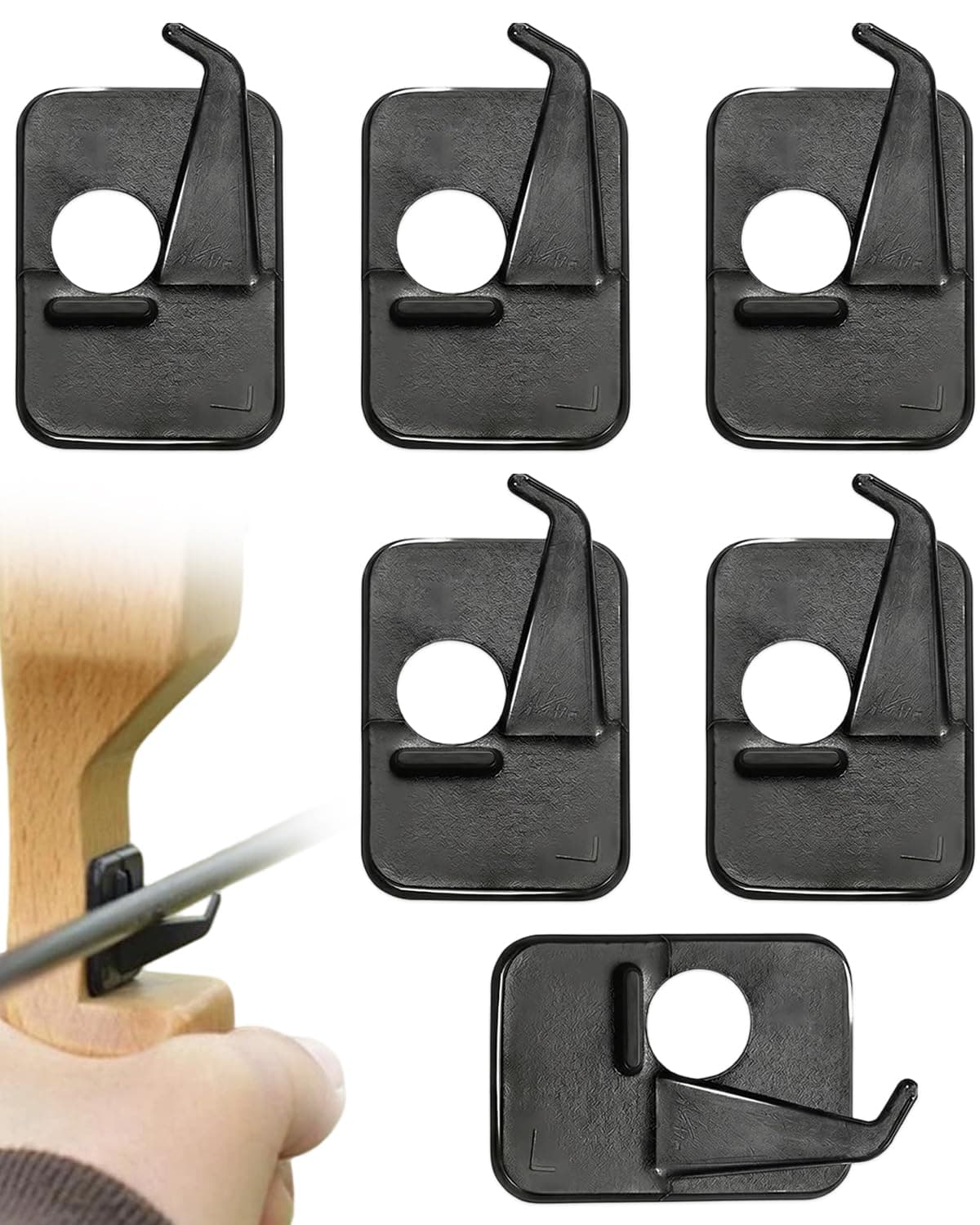 Paquete de 6 Soporte Flecha Autoadhesivo Universal, Accesorios de Tiro con Arco para Recurvo y Largo, Guía Precisa y Estabilidad Mejorada