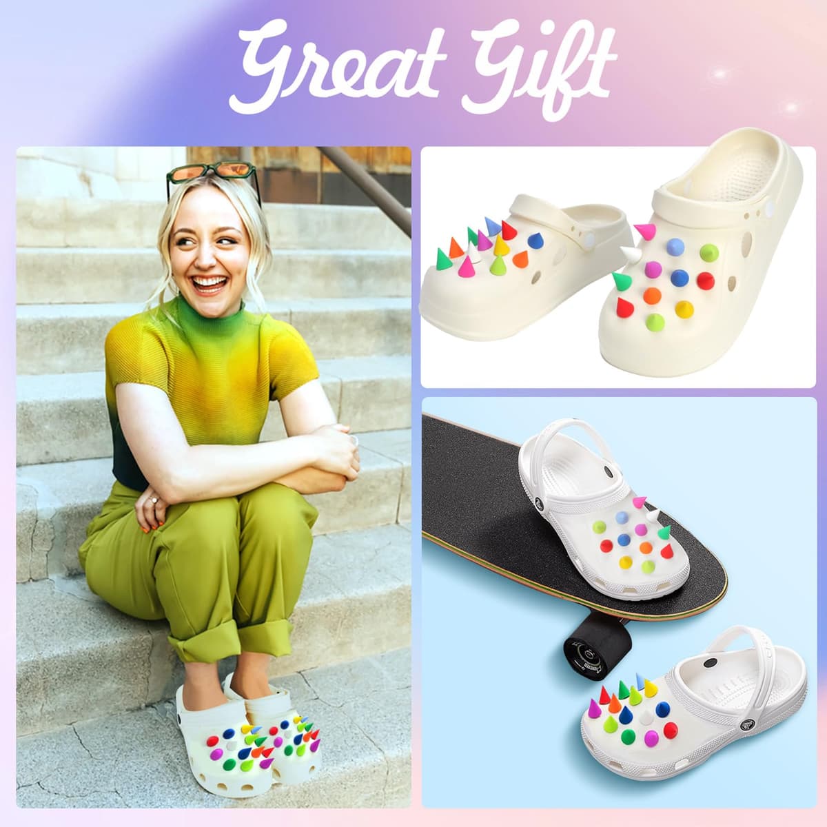 30PCS Fresco Punk Adornos de Zapatos, Remache Spike Encantos para Clog Sandalias, EMO Gótico Y2K CLOG Charms Accesorios, Moda Decoración del Zapato, Pulseras Encantos de Bricolaje, Regalo de Fiesta — view 6