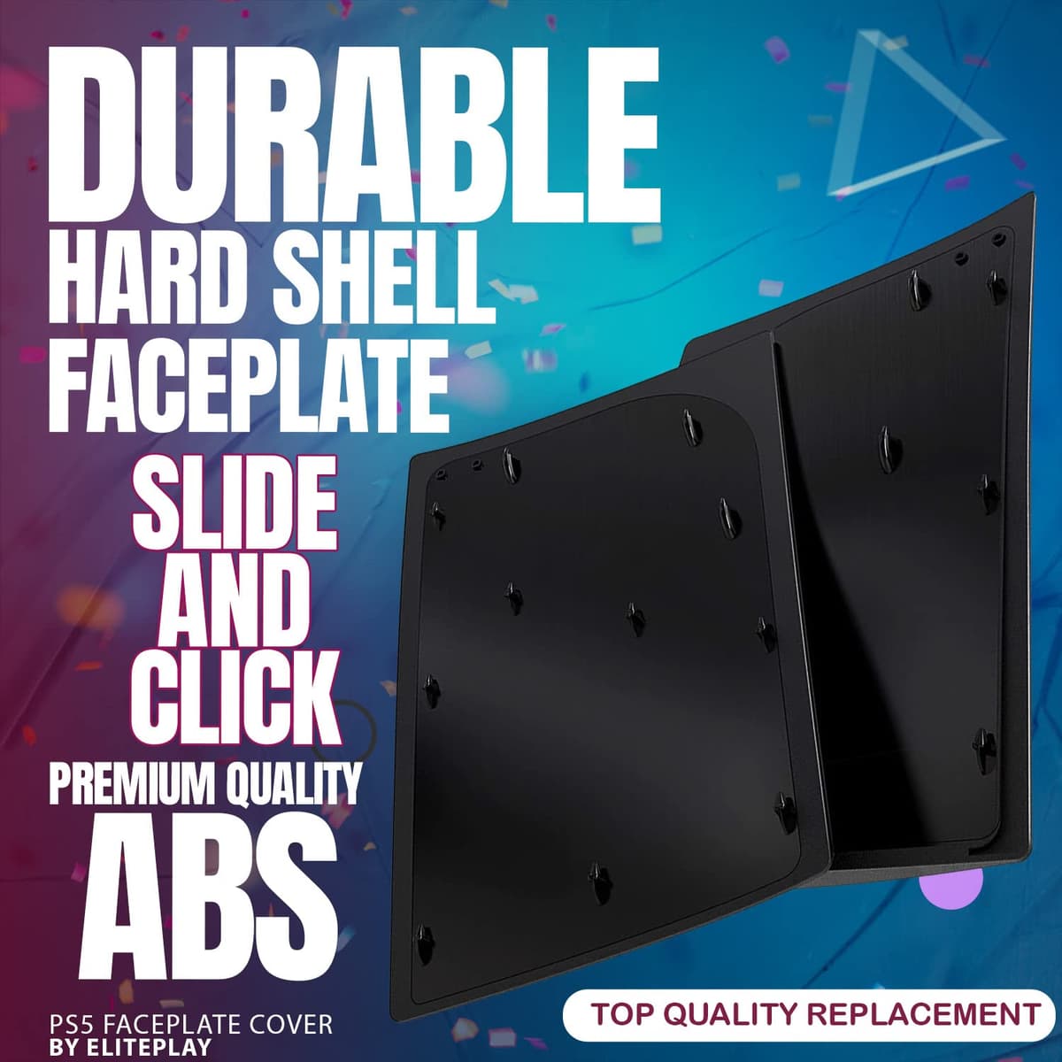ElitePlay Black Faceplates Cover for PS5 Case Replacement Plate Shell Matte Black Accessories for Playstation 5 Disc Edition — view 3