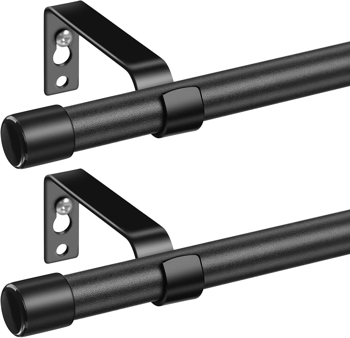 Barra de Cortina, 76-308cm Barra para Cortinas Extensible con Soportes, 16 mm de Diámetro Barra de Cortina Juego Ajustable de Herrajes de Acero Inoxidable Decorativa para Dormitorio/Plata — view 13