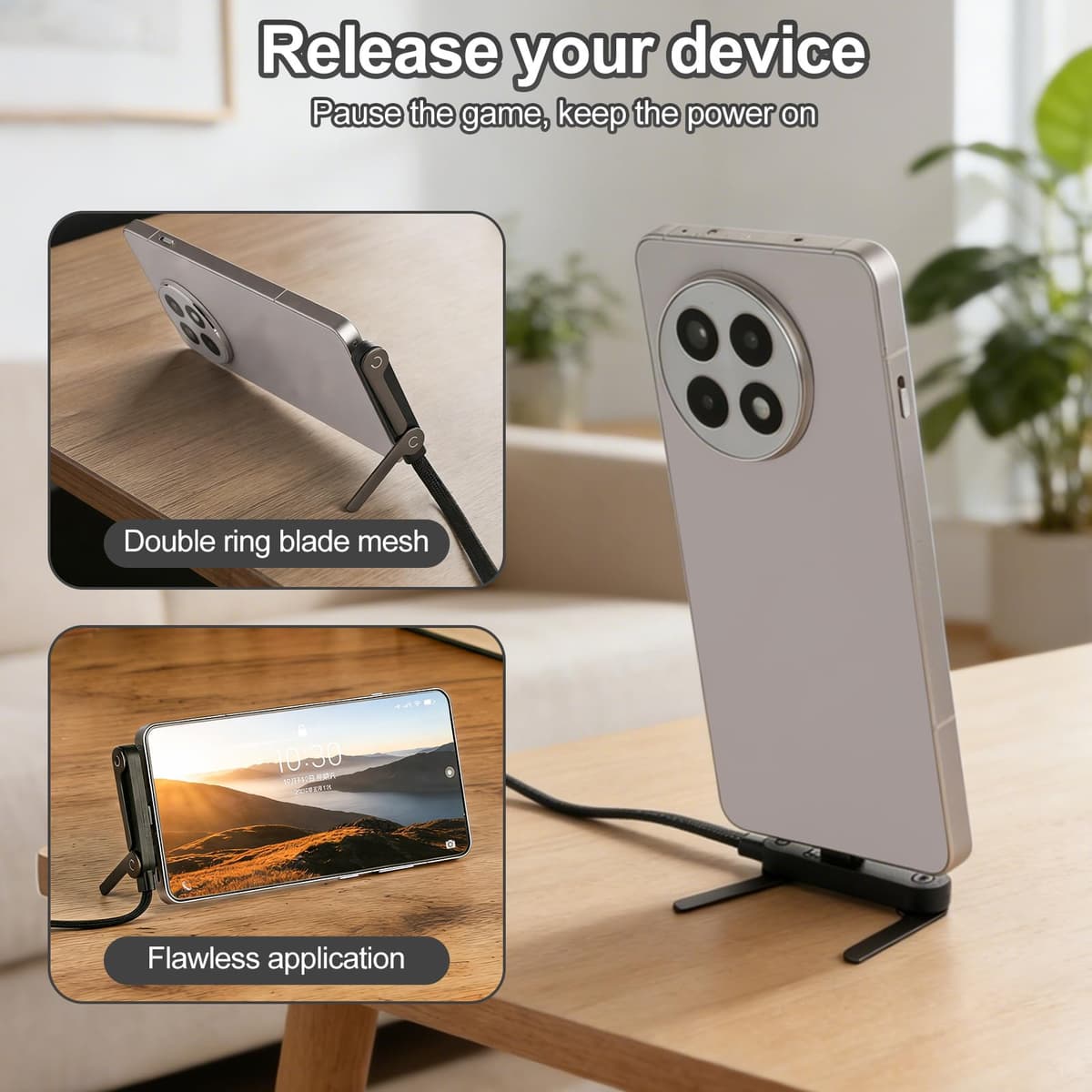 Noaya 2-in-1 Invisible Stand Charging Cable - 240W Fast Charging Cable, 4.9FT Multi Charger Cord with Type C, T-Shaped Foldable Stand for Smartphones,Tablets,Laptops(1PCS) Office Product 2512-02 — view 4