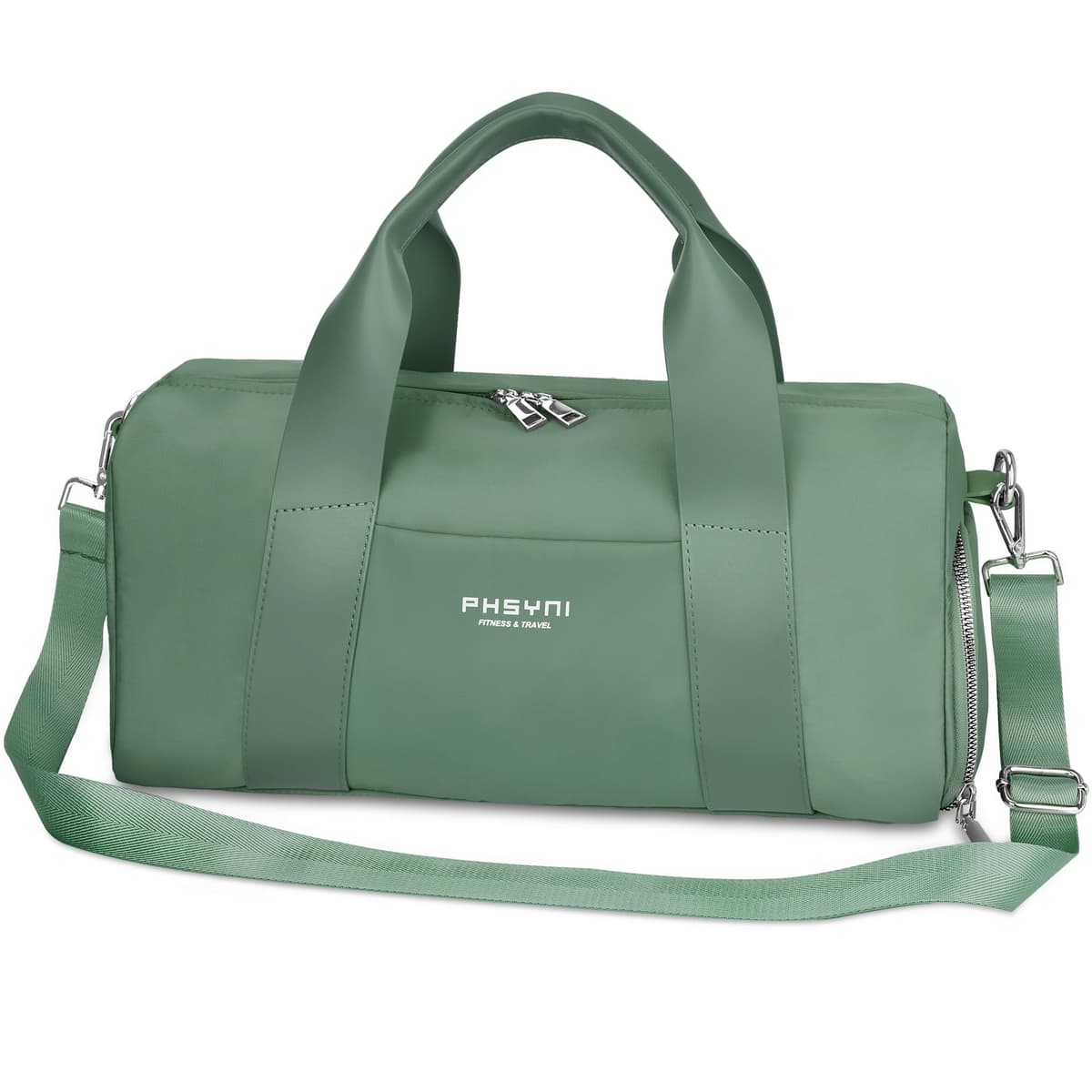 Pequeña Bolsa De Deporte para Mujeres, Niñas y Niños,Diseño para Fitness,Entrenamiento, Baile, Ballet, Natación con Zapatero Independiente y Bolsillo Impermeable(Verde,40x19x20 cm,15L)